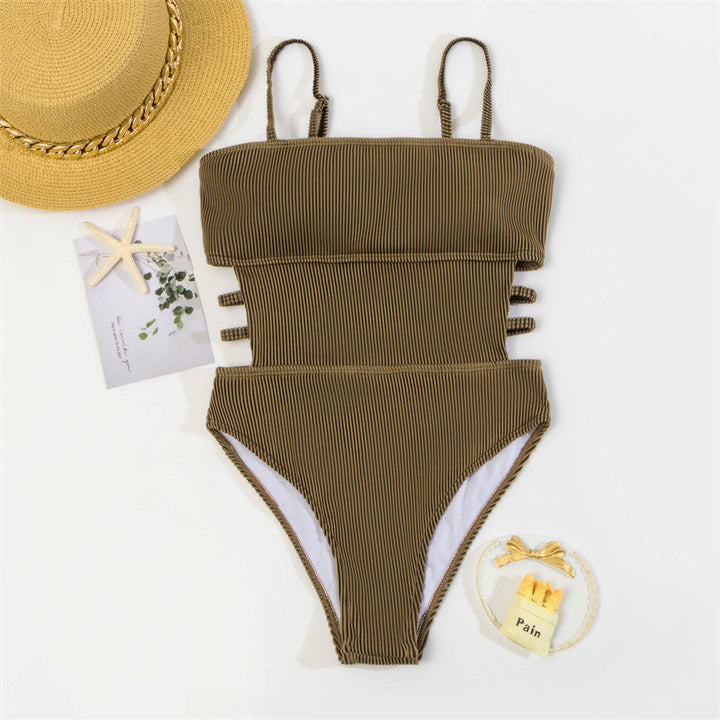 Damen Einteiler Badeanzug mit elegantem Rippendesign und figurschmeichelnder Silhouette Echo Archiv