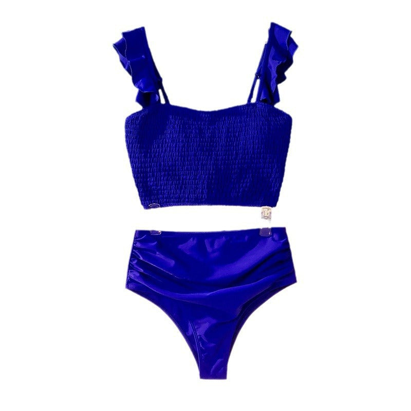 Damen Bikiniset mit hohem Taillenbund und eleganten Rüschendetails Echo Archiv