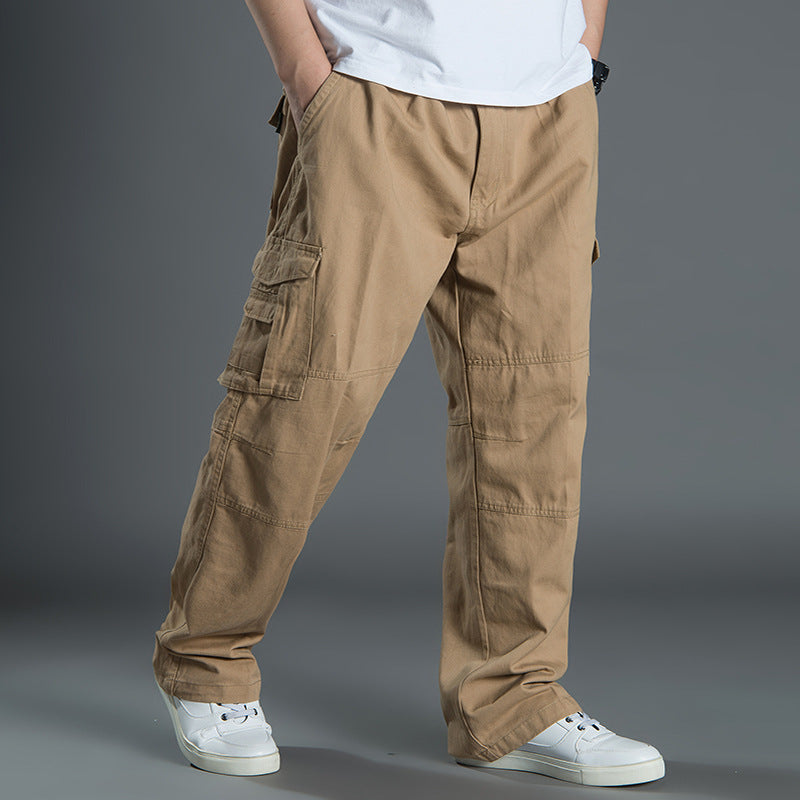 Herren Weite Utility-Cargohose aus Baumwollcanvas mit Mehrfach-Taschen und Kordelbund Echo Archiv