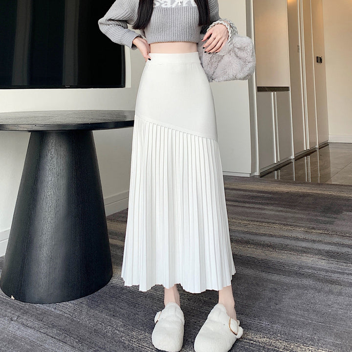 Damen Plissierter Maxirock mit asymmetrischem Design Echo Archiv