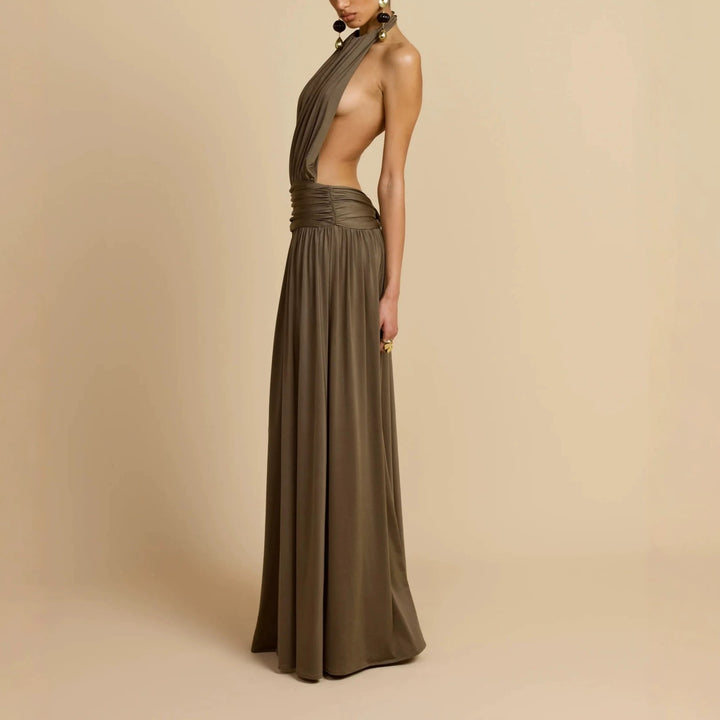 Damen Elegantes Maxikleid mit Hochgängigem Halterneck Echo Archiv