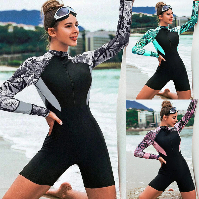 Damen Surfanzug mit langen Ärmeln und floralem Design Echo Archiv