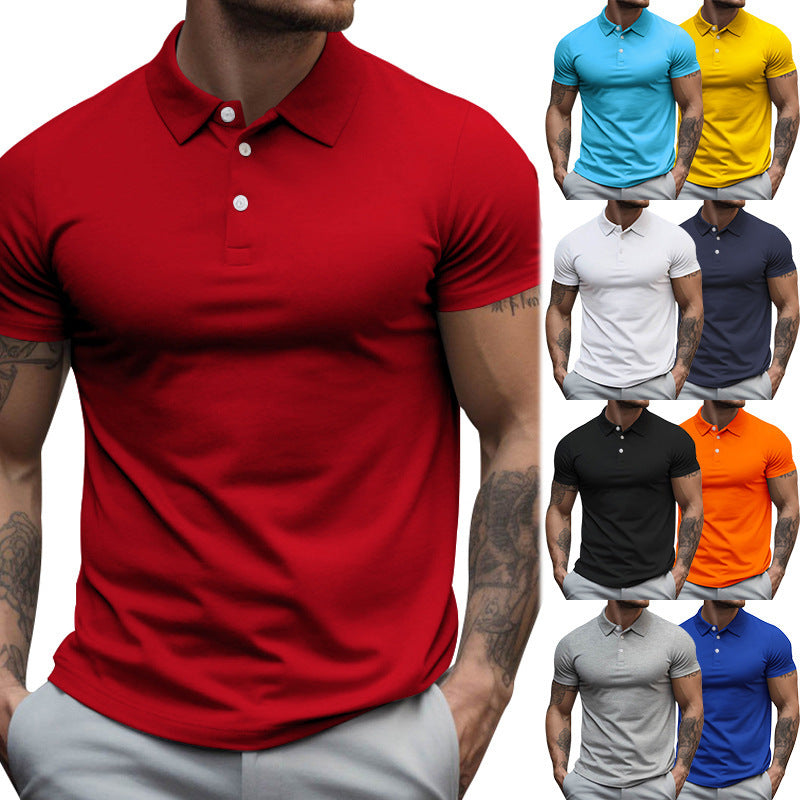 Herren nan tailliertes elastisches Piqué-Poloshirt mit klassischem Kragen Echoarchiv