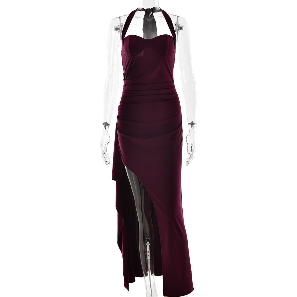 Damen Elegantes Halterneck Abendkleid mit seitlichem Schlitz Echo Archiv