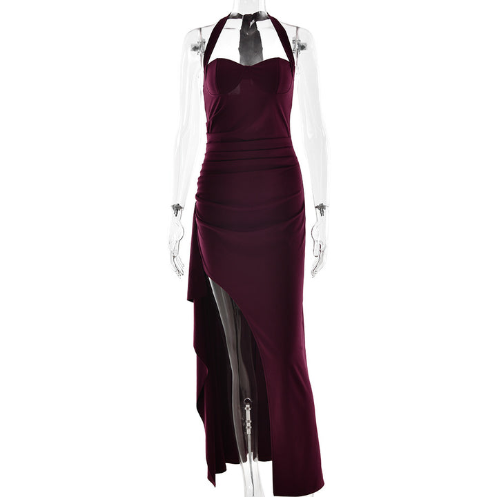Damen Elegantes Halterneck Abendkleid mit seitlichem Schlitz Echo Archiv