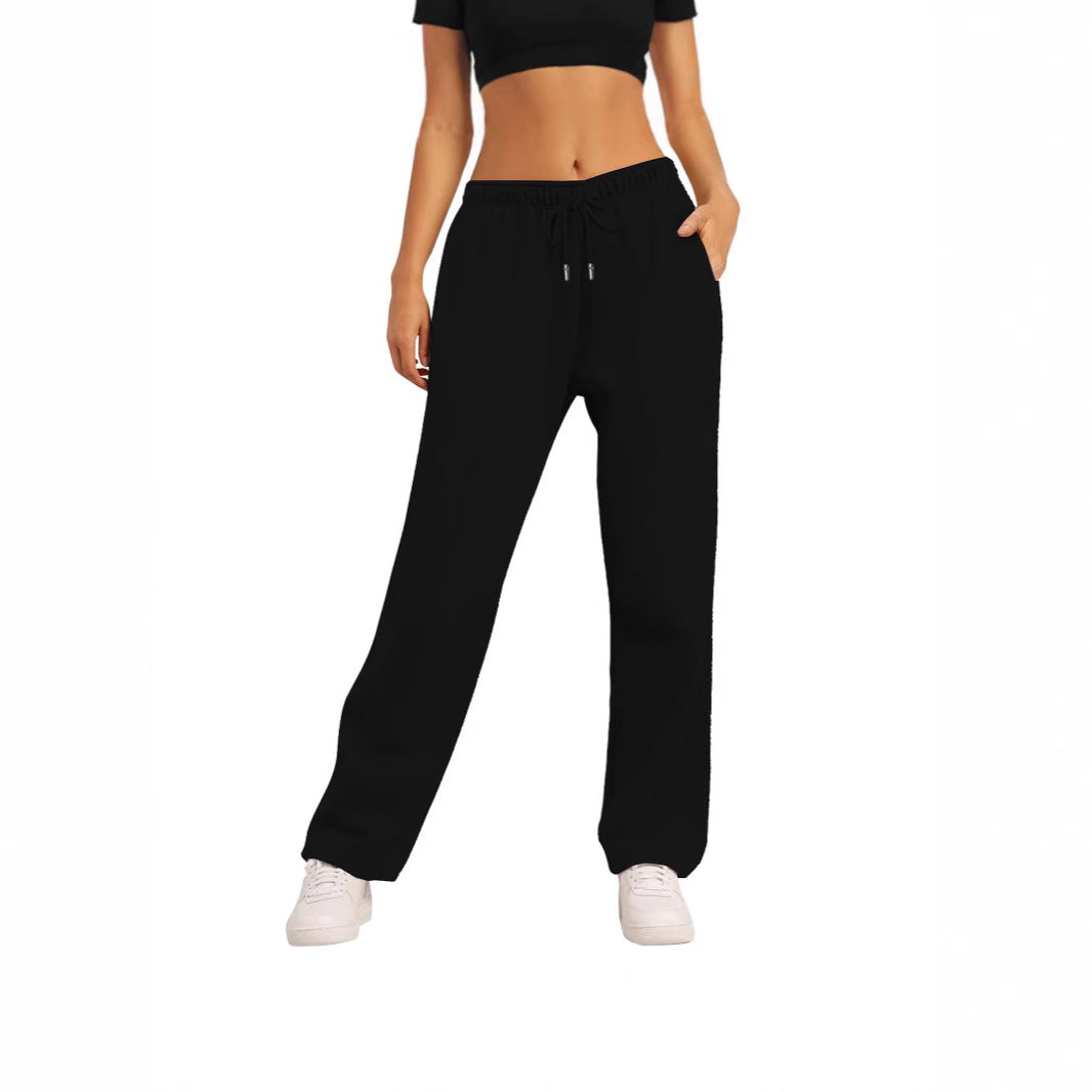 Damen nan weite High‑Waist Loungewear‑Jogginghose mit elastischem Bund Kordelzug und Seitentaschen Echo Archiv