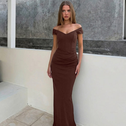 Damen Elegantes Maxikleid mit verführerischem V-Ausschnitt und transparenten Ärmeln Echo Archiv