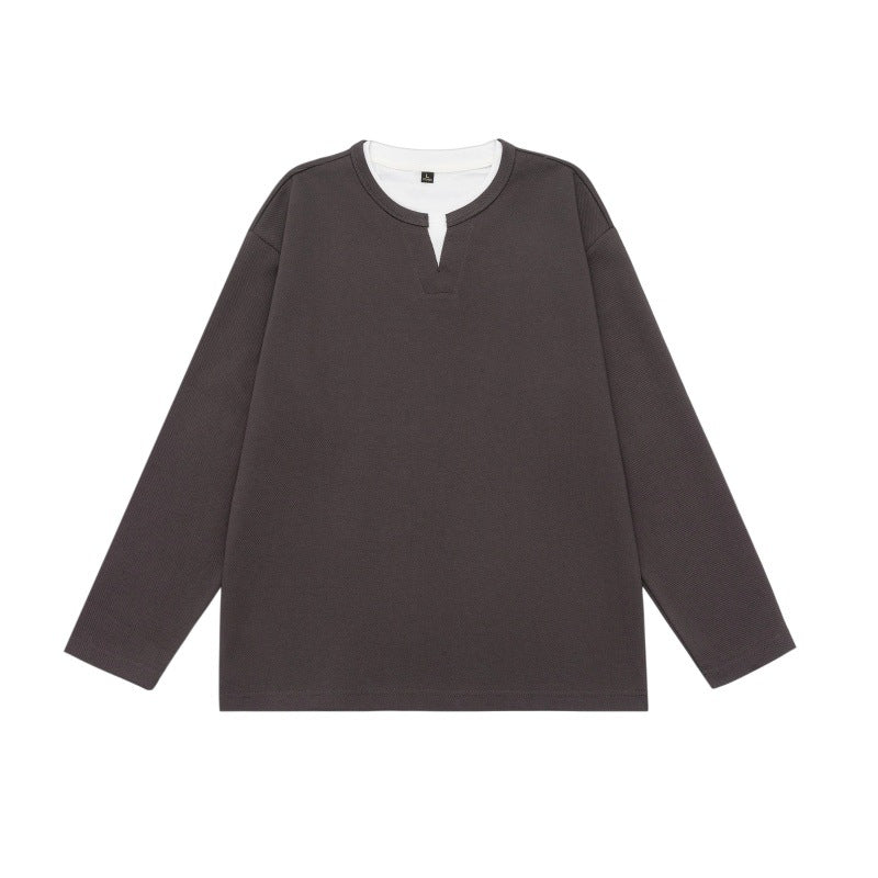 Unisex Oversize-Sweatshirt mit Notch-Ausschnitt und kontrastiertem Kragen-Einsatz Echoarchiv