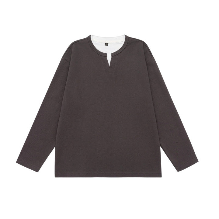Unisex Oversize-Sweatshirt mit Notch-Ausschnitt und kontrastiertem Kragen-Einsatz Echoarchiv