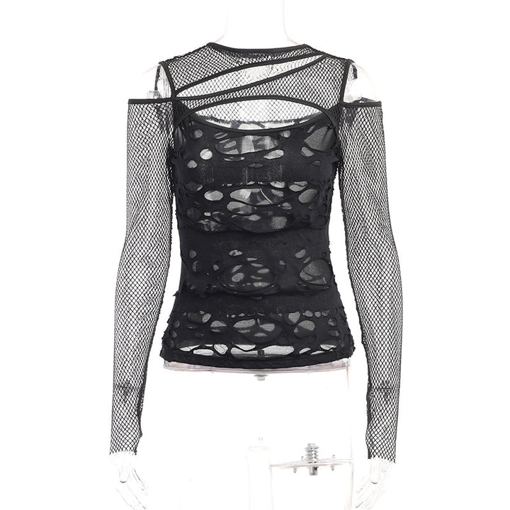Damen Modisches Oberteil mit transparentem Mesh-Design und raffinierten Cut-Outs Echo Archiv