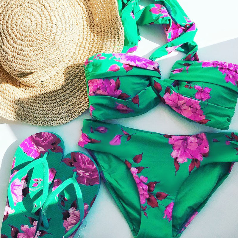 Damen Strand-Bikini-Set mit asymmetrischem Oberteil und elegantem Maxi-Rock Echo Archiv