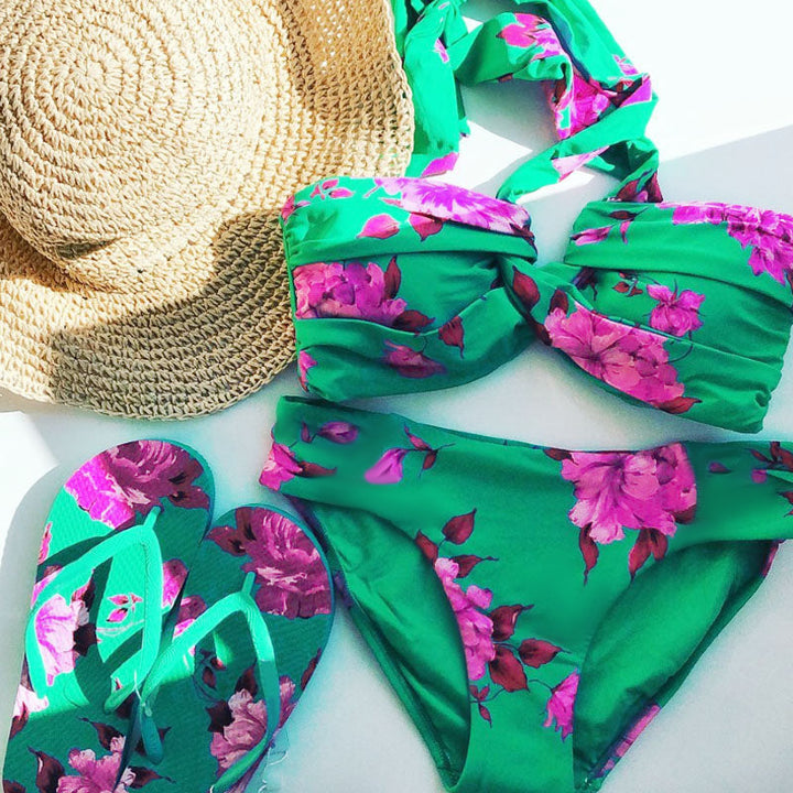 Damen Strand-Bikini-Set mit asymmetrischem Oberteil und elegantem Maxi-Rock Echo Archiv