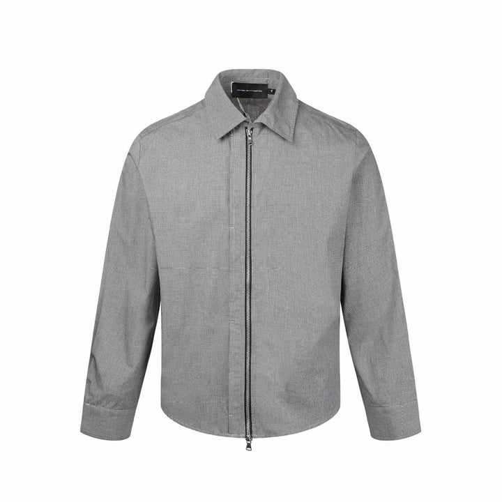 Herren Kurzjacke mit Hemdkragen, Zwei‑Wege‑Reißverschluss und feiner Struktur Echoarchiv