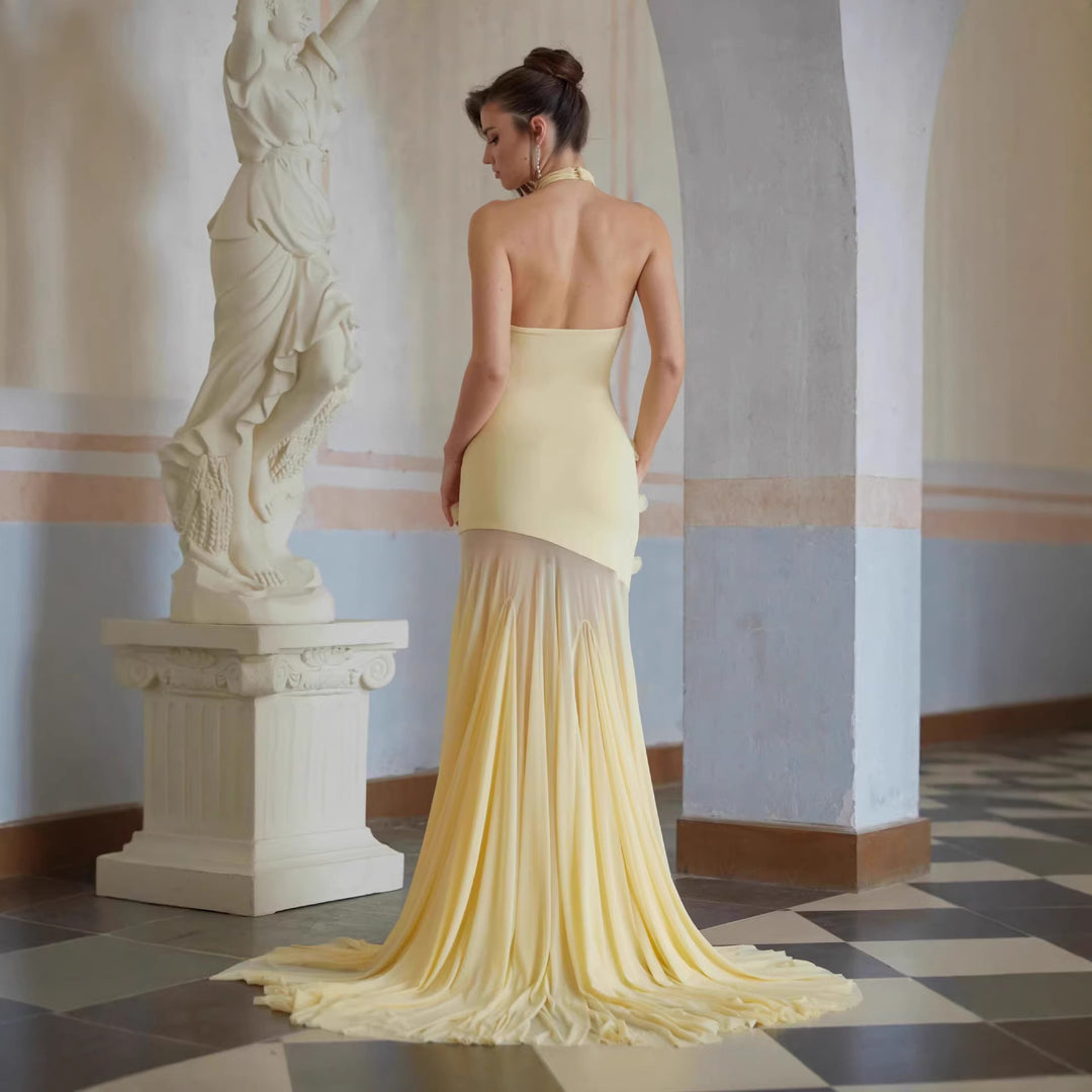 Damen Elegantes Maxikleid mit fließender Drapierung Echo Archiv