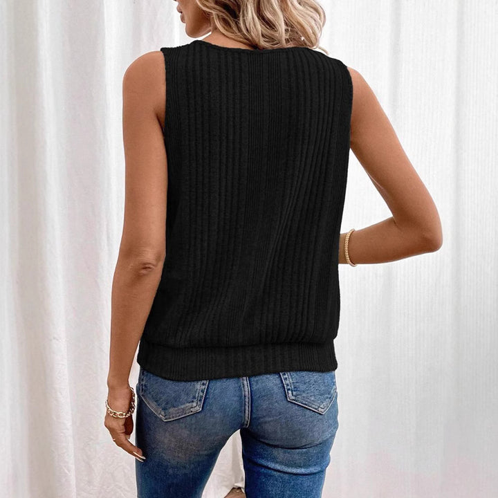 Damen nan geripptes ärmelloses Stricktop mit Schlitz-Detail und Schmuckverschluss Echo Archiv