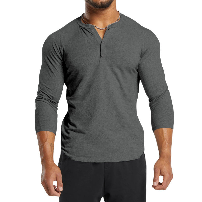 Herren langärmliges Henley-Shirt aus atmungsaktivem Material Echoarchiv