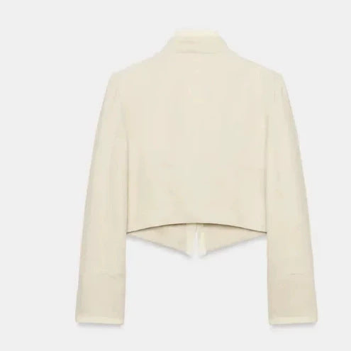 Damen Cropped Militärblouson mit Stehkragen, Zierknopfreihe und plissierten Ärmeln Echo Archiv