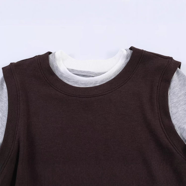 Damen Lagenlook-Longsleeve mit integriertem Kurzarm-Overlay Echo Archiv