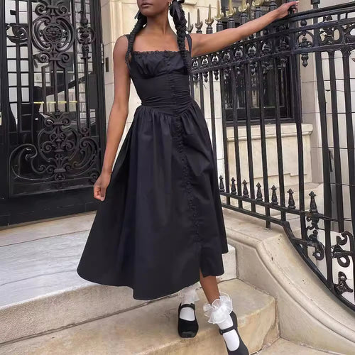 Damen Maxi-Kleid mit knöpfbarem Oberteil und schwingendem Rock Echo Archiv