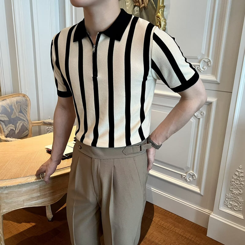 Herrenmode Kurzarm Poloshirt mit Reißverschluss Echo Archive