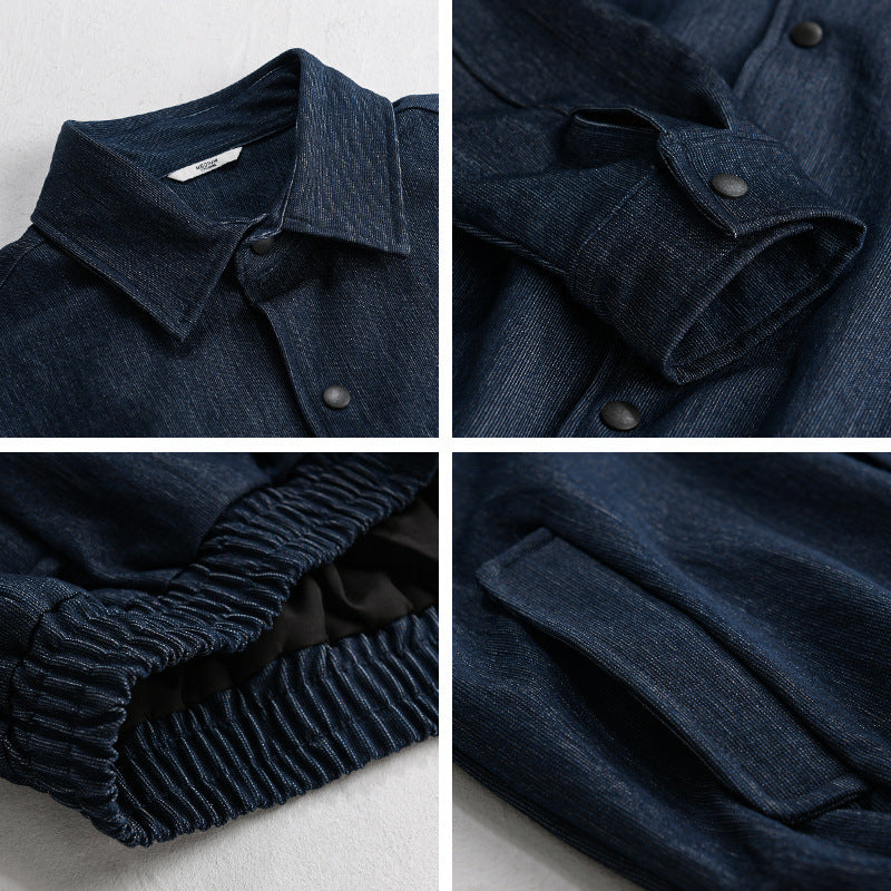 Herren Jeansjacke mit Druckknöpfen und elastischem Saum Echoarchiv
