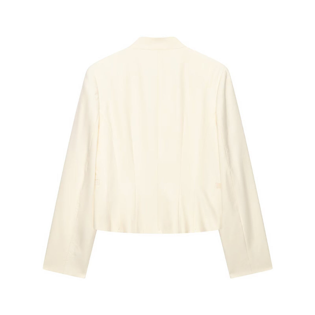 Damen Cropped Militärblazer mit Stehkragen, Zierstreifen und goldenen Statementknöpfen Echoarchiv