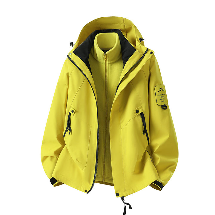 Herren Zwei-in-eins Wetterschutzjacke mit abnehmbarer Steppweste und verstellbarer Kapuze Echoarchiv