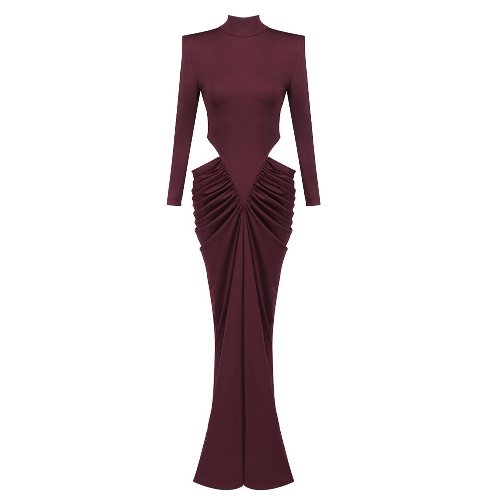 Damen elegantes langärmliges Kleid mit raffiniertem Drapierungseffekt Echo Archiv