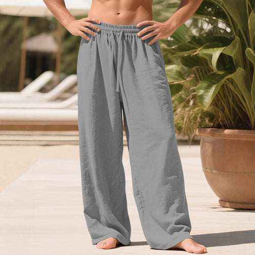 Herren nan leichte Leinen-Loungehose mit elastischem Bund und Seitentaschen Echo Archiv