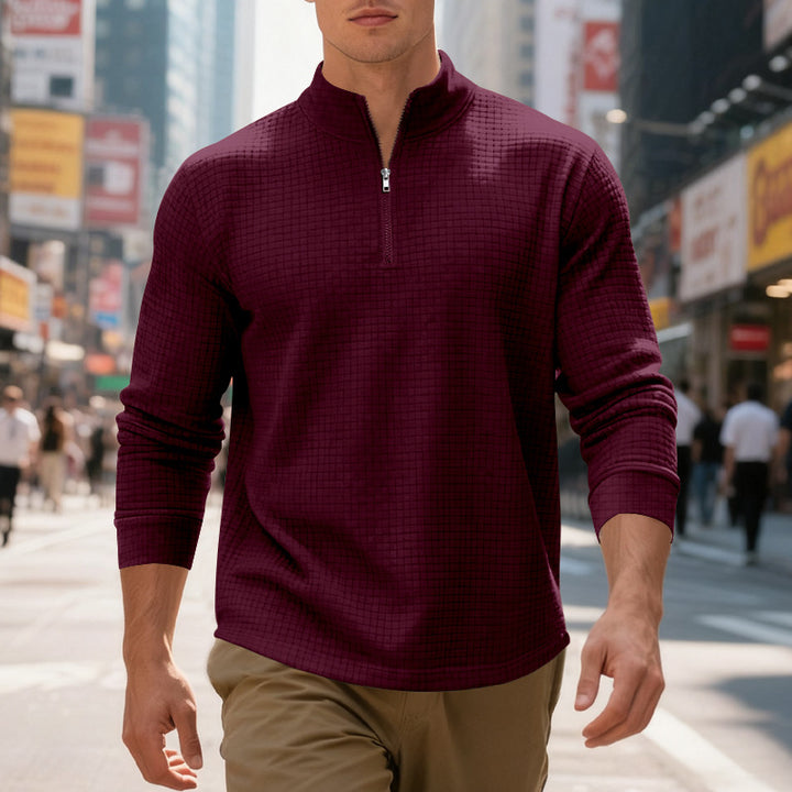 Herren sportlicher Pullover im strukturierten Design mit hallem Reißverschluss Echoarchiv