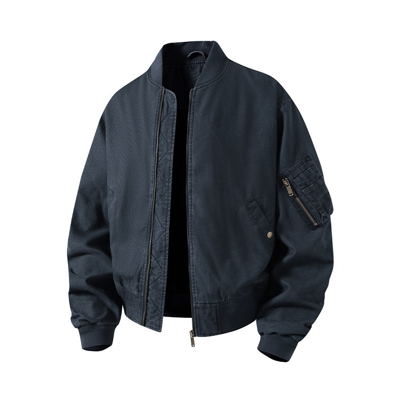 [Herren] Oversize Bomberjacke im Utility-Look mit Ärmeltasche, gerippten Bündchen & Zwei-Wege-Reißverschluss Echoarchiv