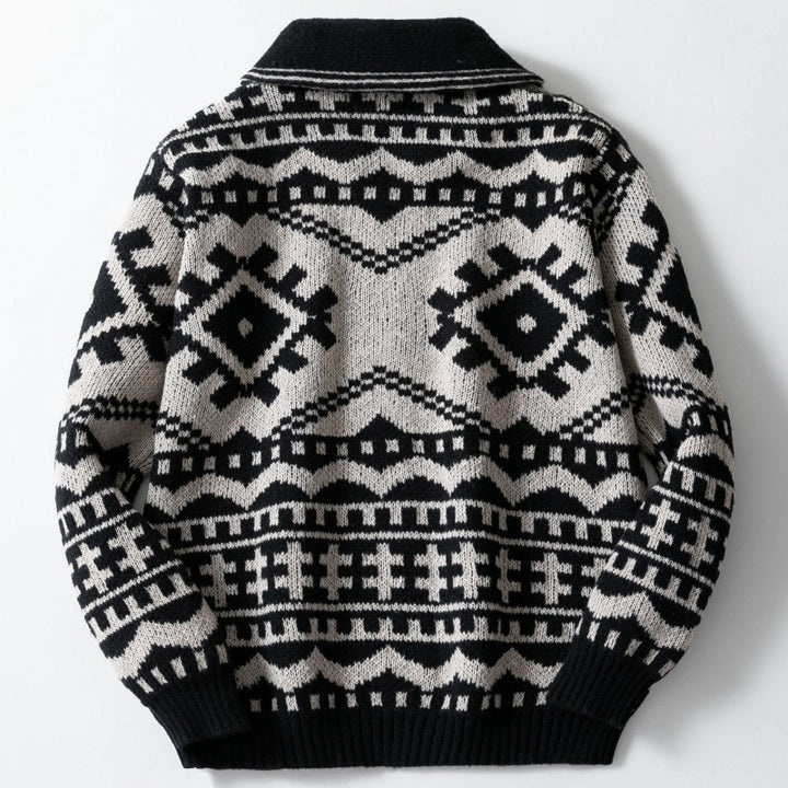 Herren designorientierte Strickjacke mit geometrischem Muster Echoarchiv