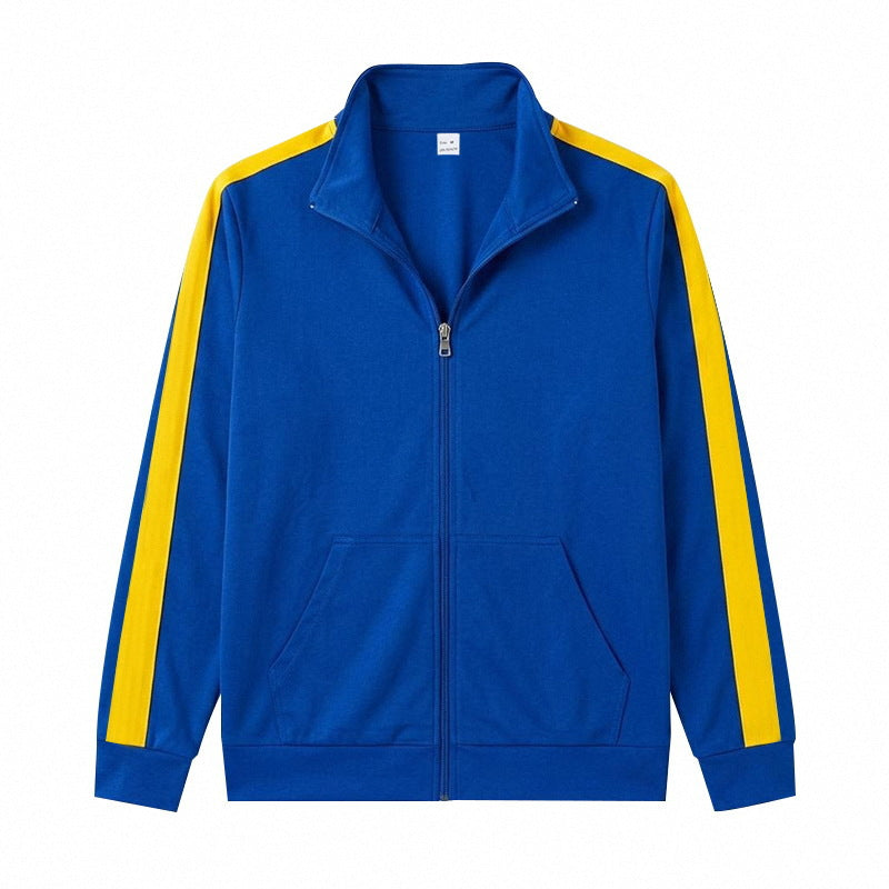 Herren Retro Trackjacke mit Stehkragen, Kontraststreifen und Kängurutasche – Cavarno