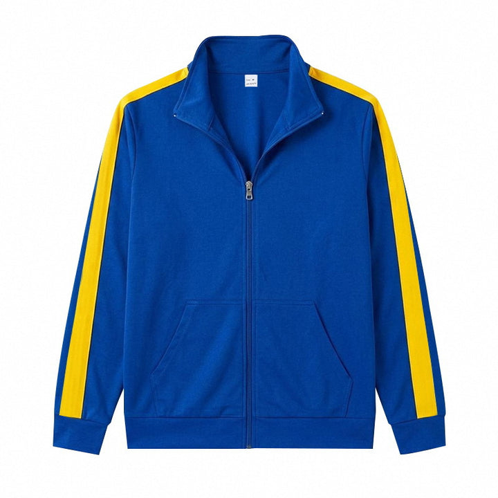 Herren Retro Trackjacke mit Stehkragen, Kontraststreifen und Kängurutasche – Cavarno