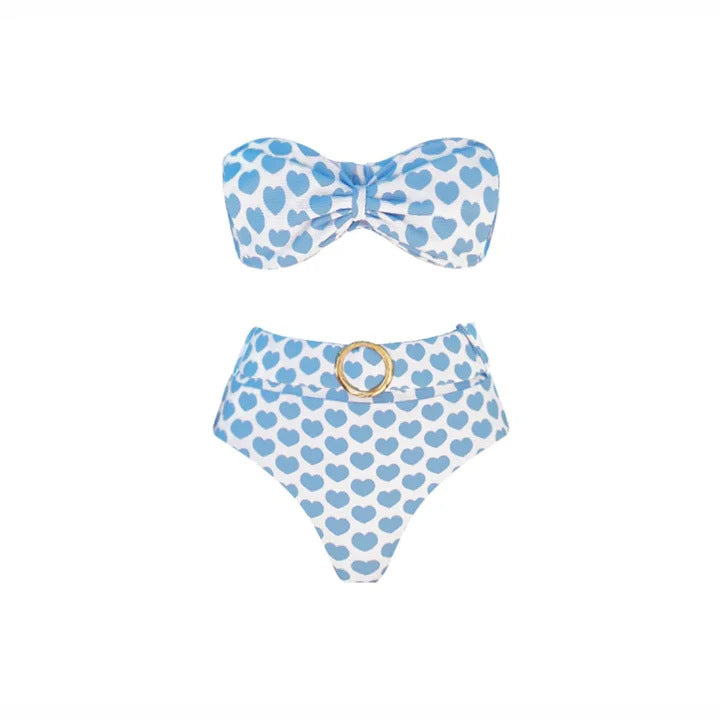 Damen Bikiniset mit herzförmigen Mustern und Rüschenrock Echo Archiv