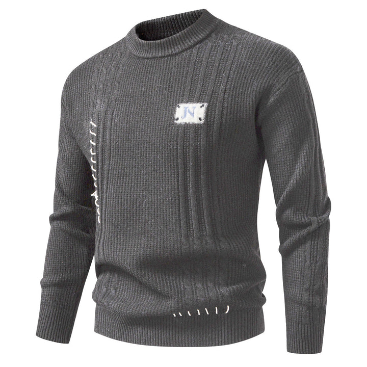 Herren Strukturiertes Rippstrick-Pullover mit Ziernähten und Logo‑Patch Echo Archiv