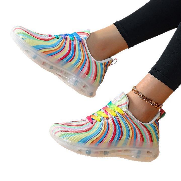Damen nan leichter Muster-Sneaker mit elastischem Canvas-Obermaterial, gepolsterter Fersenstütze und segmentierter Flexlaufsohle Echo Archiv