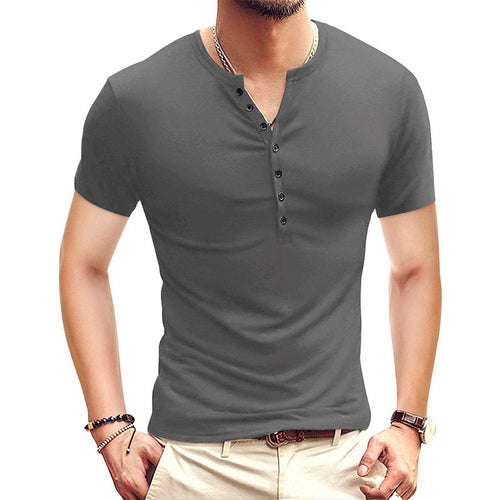 Herren Kurzarm-Henley-Shirt mit stilvollem Knopfverschluss Echoarchiv