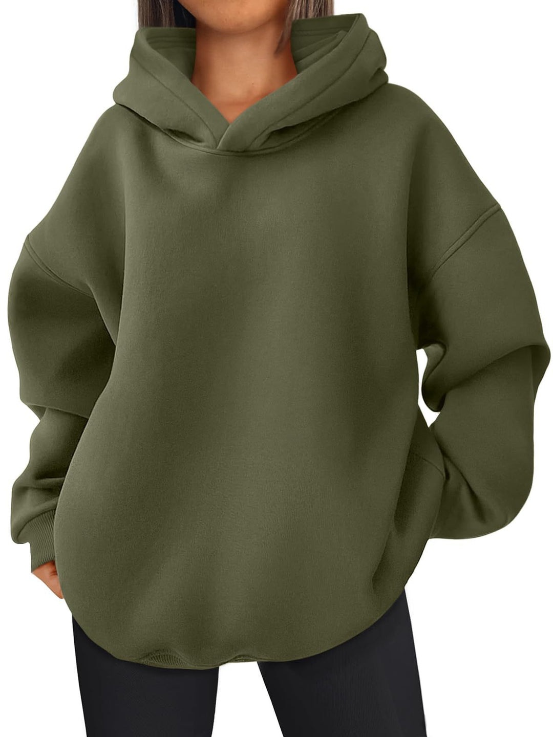 Damen nan kastiger Kapuzenpullover mit doppellagiger Kapuze, überschnittener Schulter und längerem Rückenteil Echo Archiv