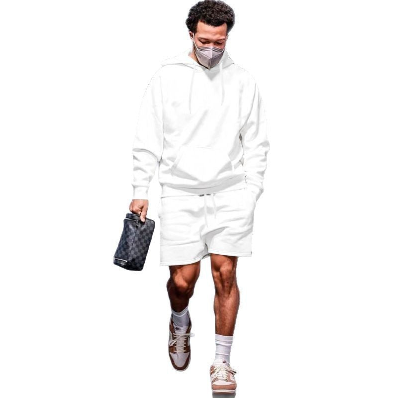 Herren lässiges Hoodie- und Shorts-Set aus atmungsaktivem Material mit praktischen Taschen Echoarchiv
