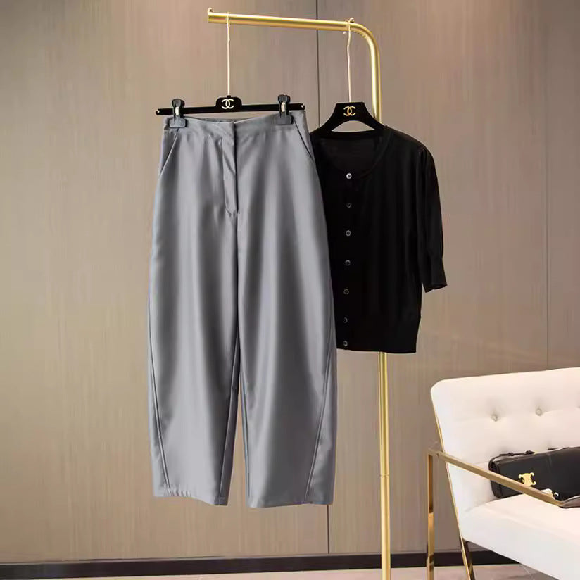 Damen Hochtaillierte Culotte-Anzughose mit weitem Bein und Bügelfalte Echo Archiv