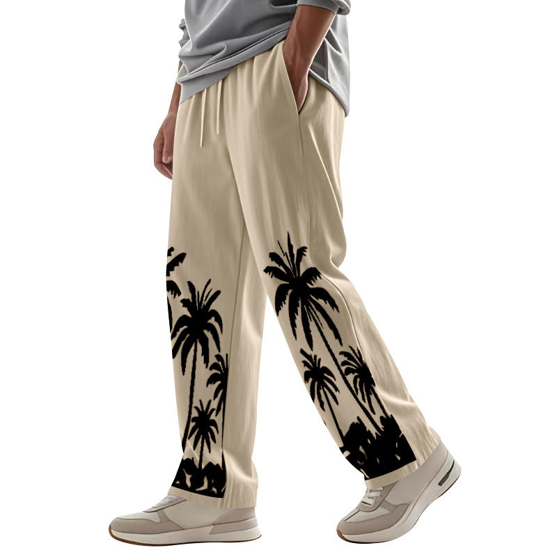 Herren lässige Strandhose mit palmengemustertem Design Echoarchiv