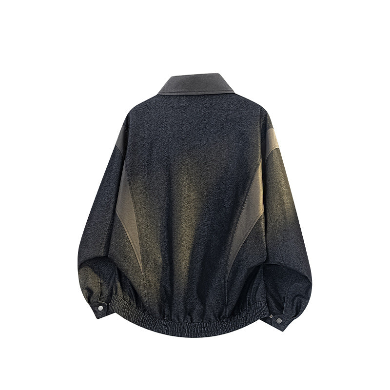Herren Oversize-Übergangsjacke aus Wollmix mit Hemdkragen, Brust‑Zipper & elastischem Saum Echoarchiv