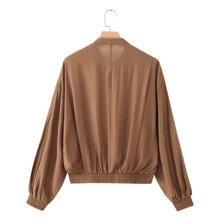 Damen Leichter Cropped-Blouson mit Faltenpasse, Stehkragen und Elastikbund Echo Archiv