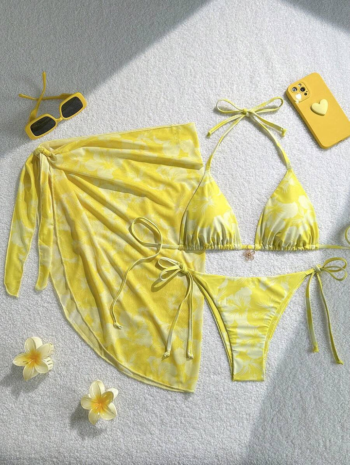 Damen Triangel-Bikini-Set mit verstellbaren Trägern und Wickeltuch Echo Archiv