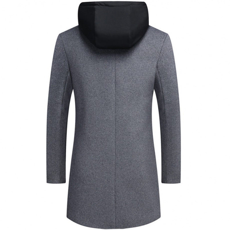 Herren modische Manteljacke mit abnehmbarer Kapuze und gestepptem Innenfutter Echoarchiv