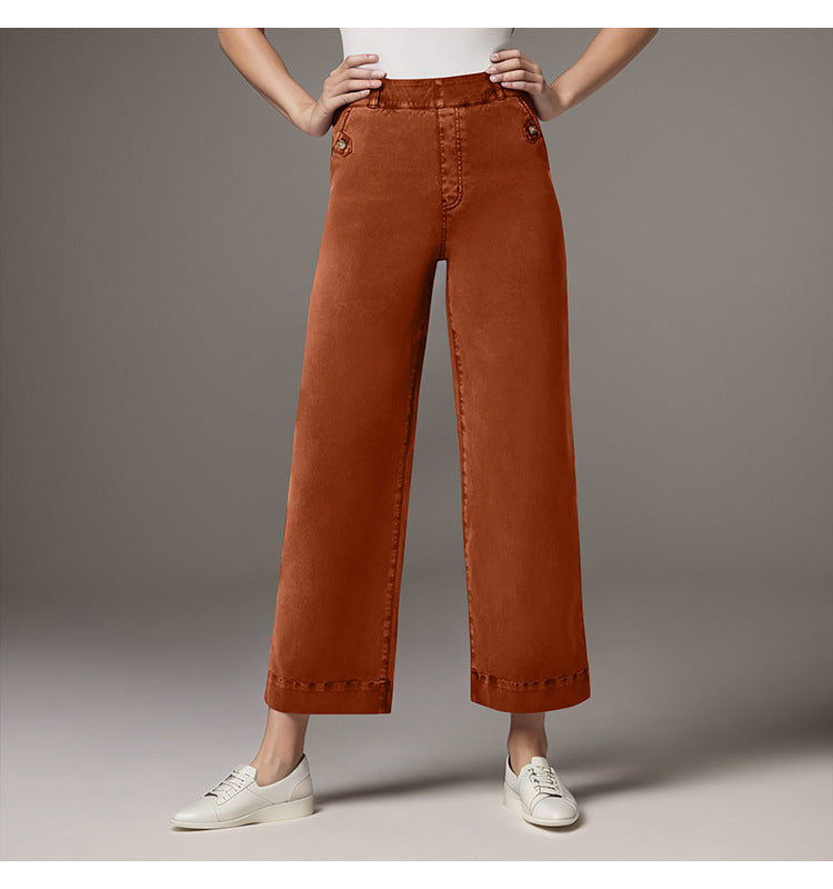 Damen Weite High-Waist Hose mit modischen Knopfdetails Echo Archiv