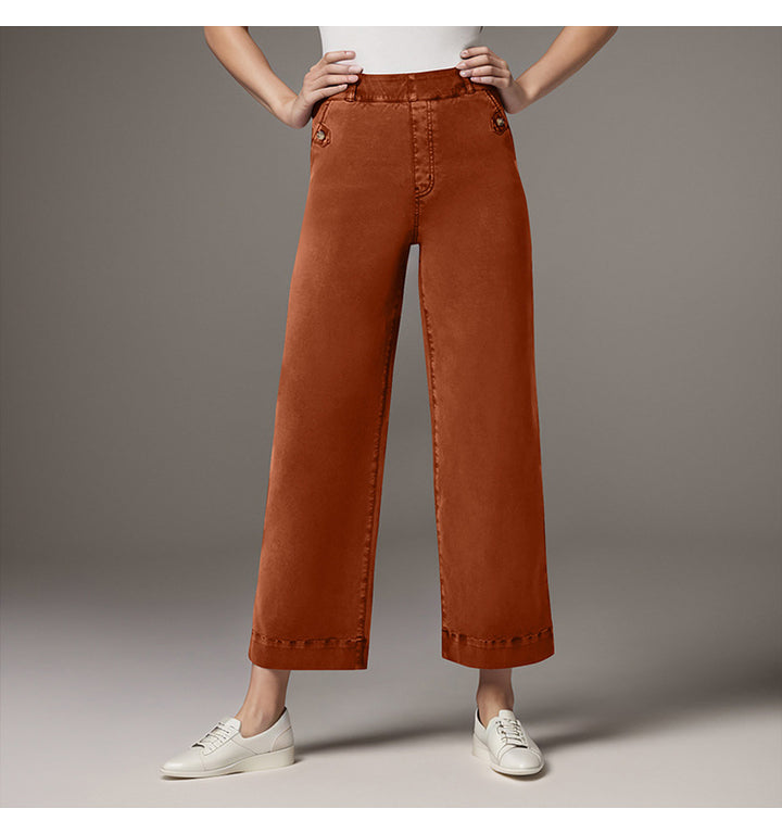 Damen Weite High-Waist Hose mit modischen Knopfdetails Echo Archiv