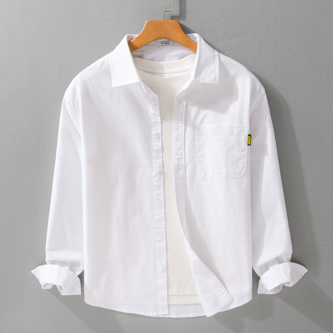 Damen Leichtes Baumwoll-Overshirt mit Kentkragen, aufgesetzter Brusttasche und Relaxed-Fit Echoarchiv