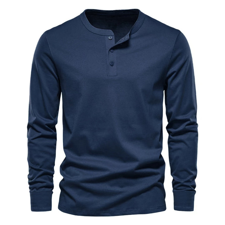 Herren lässiges Langarmshirt mit Knopfleiste und weichem Material Echoarchiv